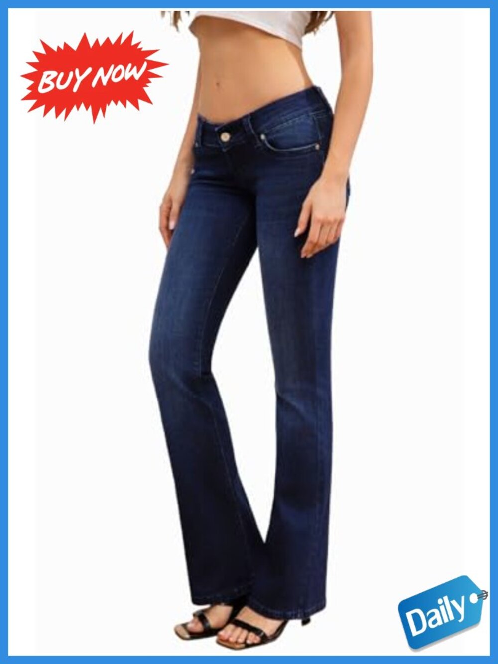 Women's Super Low Rise Bootcut Jeans Stretch Denim Y2K Flared Pants